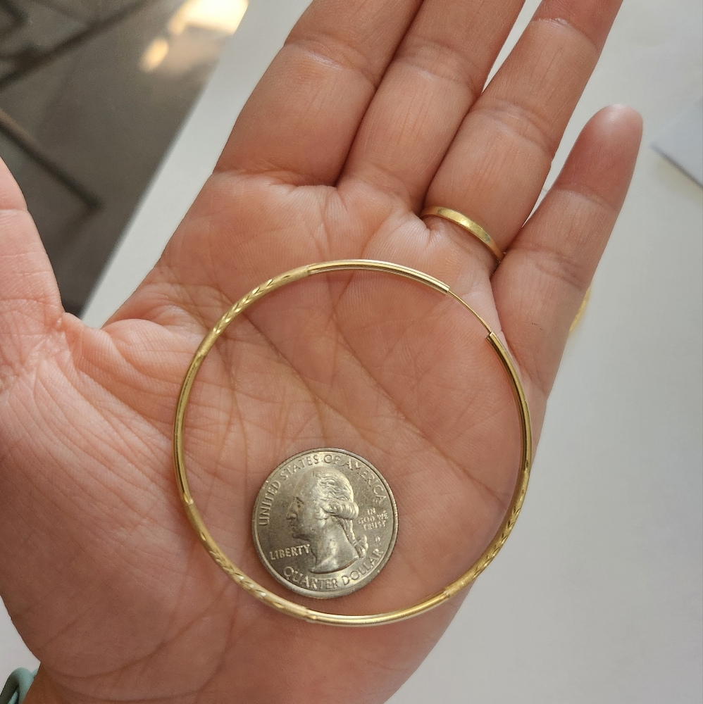 14kyellow Solid Real Gold 2.5 Roundhoopearringsen… - image 6